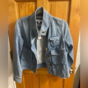 Loft cropped denim jacket. Size small. New with tags